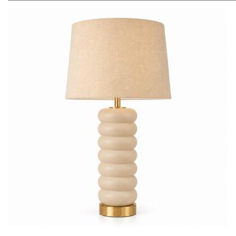 Candeeiro com base de cerâmica bege 57 cm — fotografia do produto