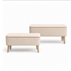 Banquetas bege com arrumação conjunto de 2 100x40x48/80x35x38 cm — Adriano Bandeira