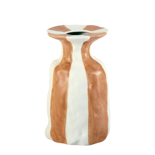 Jarro Decorativo — Jarro Decorativo Cerâmica — Coleção Napoli Amarelo/Branco 26cm — Amarelo/Branco — 26cm