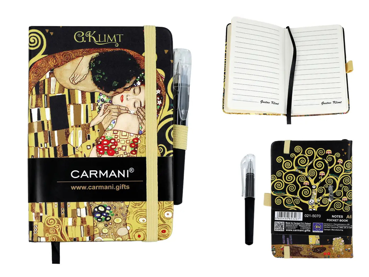 Caderno A6 — Gustav Klimt, Beijo + Árvore — CARMANI