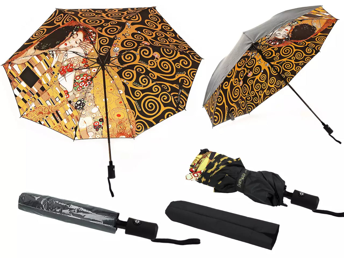 Guarda-chuva automático dobrável — Gustav Klimt, O Beijo e A Árvore da Vida (decoração no interior) — CARMANI